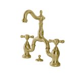 Bellmont Bridge Bathroom Sink Faucet - Metal Cross Handles - Brushed Brass
