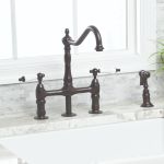 Adriana Bridge Kitchen Faucet - Porcelain Lever Handles