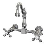 Wall Mounted Bridge Utility Faucet - Metal Cross Handles - 7 Inch Spout Reach