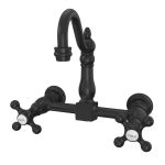 Wall Mounted Bridge Utility Faucet - Metal Cross Handles - 7 Inch Spout Reach