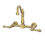 Wall Mounted Bridge Kitchen Faucet with Metal Lever Handles - 7 Inch Spout Reach