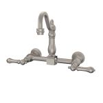 Wall Mounted Bridge Kitchen Faucet with Metal Lever Handles - 7 Inch Spout Reach