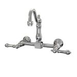 Wall Mounted Bridge Kitchen Faucet with Metal Lever Handles - 7 Inch Spout Reach