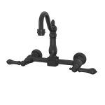 Wall Mounted Bridge Kitchen Faucet with Metal Lever Handles - 7 Inch Spout Reach