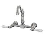 Wall Mounted Bridge Kitchen Faucet with Porcelain Lever Handles - 7 Inch Spout Reach