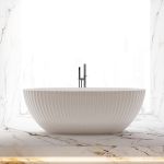 Damari Vertical 67 Inch Acrylic Fluted Freestanding Tub