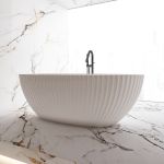 Damari Vertical 67 Inch Acrylic Fluted Freestanding Tub