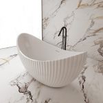 Melani Vertical 71 Inch Acrylic Fluted Double Ended Freestanding Tub