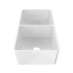 33 Inch Double Bowl Fireclay Farmhouse Sink - White