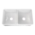 33 Inch Double Bowl Fireclay Farmhouse Sink - White