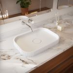 Vertical Solid Surace Fluted Vessel Sink