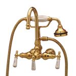 Tub Wall Mount English Telephone Faucet - Gooseneck Spout