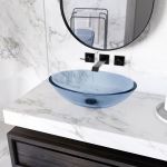 Transparent Oblong Solid Surface Vessel Sink - Blue