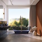 Horizon Transparent Freestanding Solid Surface Tub - Blue