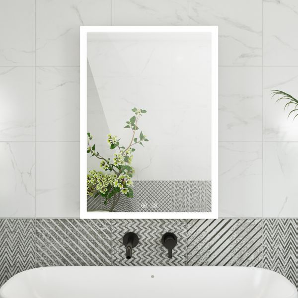 Breccan 20 x 28 Inch Single Door LED Medicine Cabinet