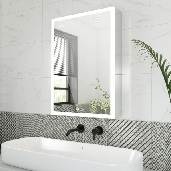 Breccan 20 x 28 Inch Single Door LED Medicine Cabinet