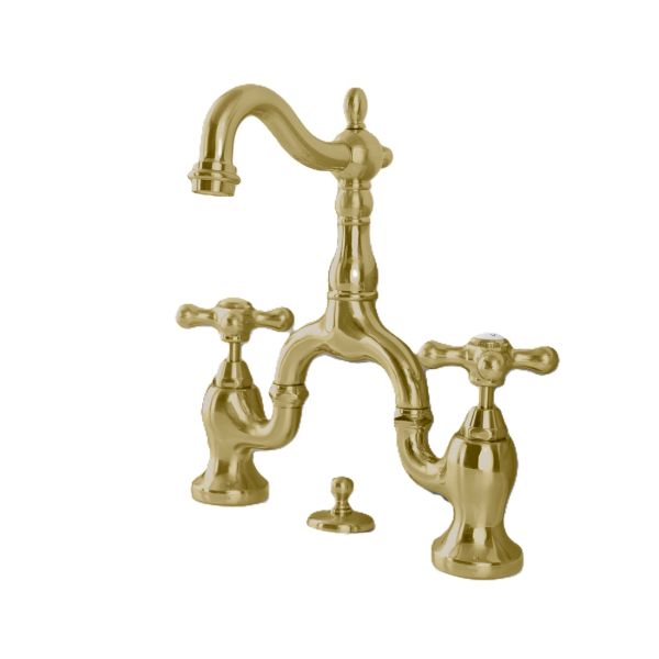 Bellmont Bridge Bathroom Sink Faucet - Metal Cross Handles - Brushed Brass