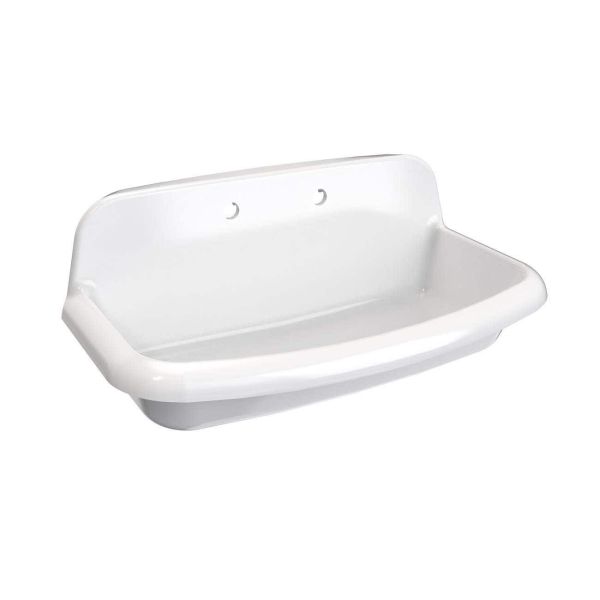 36 Inch Porcelain Wall Mount Utility Sink - White - 8 Inch Faucet Holes