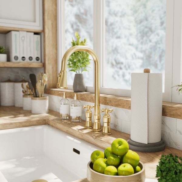 Widespread Kitchen Faucet With Pull Down Spring Spout