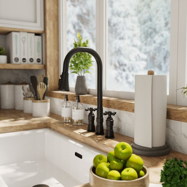 Widespread Kitchen Faucet With Pull Down Spring Spout