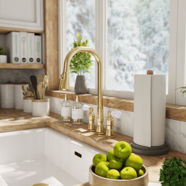 Widespread Kitchen Faucet With Pull Down Spring Spout