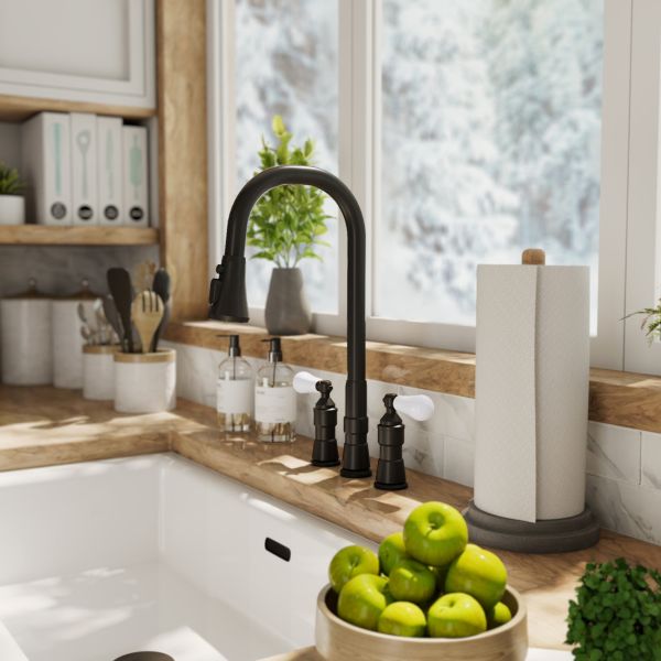 Widespread Kitchen Faucet With Pull Down Spring Spout