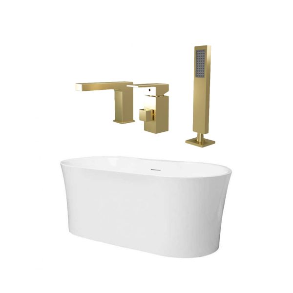 Dustin Acrylic Double Ended Freestanding Tub and Faucet Package
