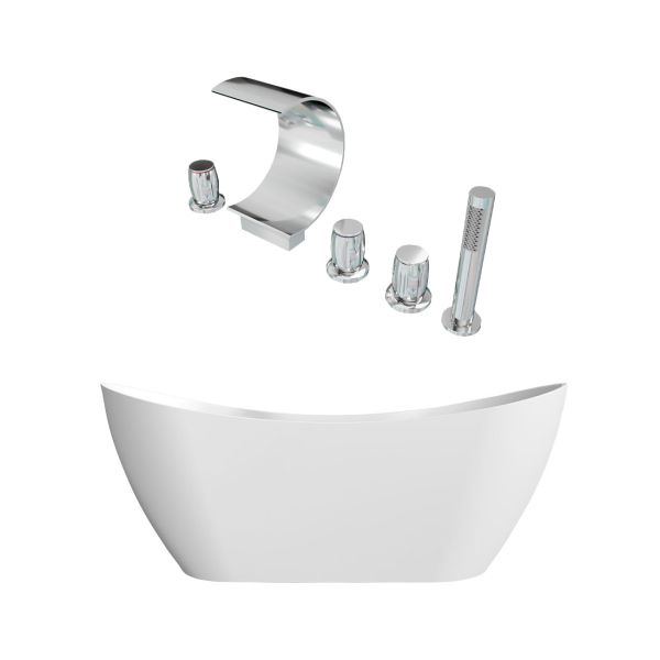 Wexler Acrylic Double Ended Freestanding Tub and Faucet Package