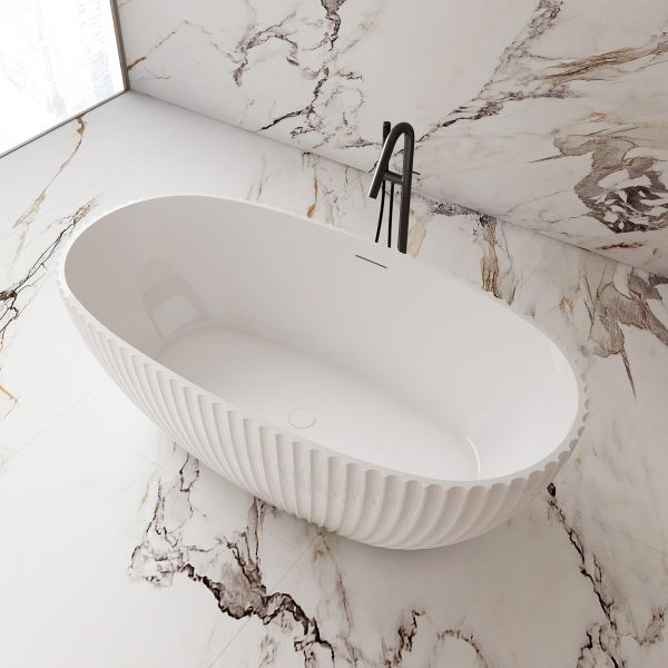 Damari Vertical 67 Inch Acrylic Fluted Freestanding Tub