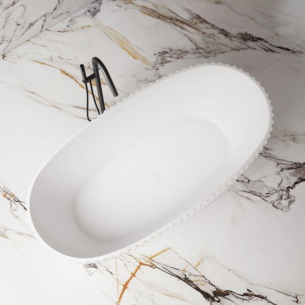 Damari Vertical 67 Inch Acrylic Fluted Freestanding Tub