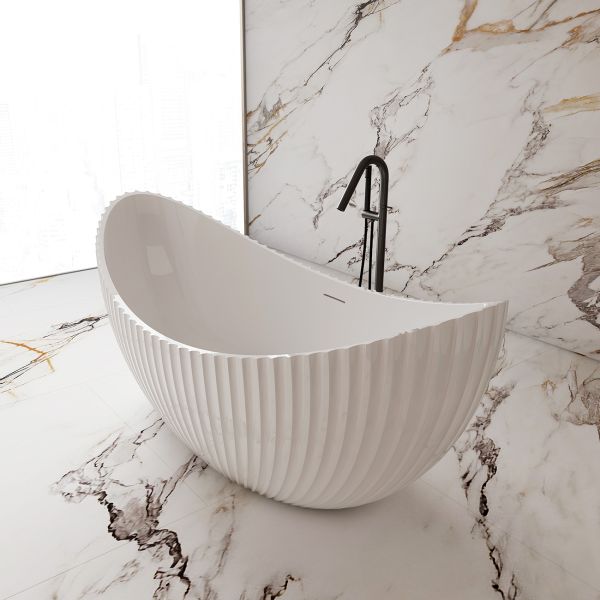 Melani Vertical 71 Inch Acrylic Fluted Double Ended Freestanding Tub