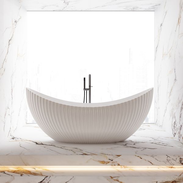 Melani Vertical 71 Inch Acrylic Fluted Double Ended Freestanding Tub