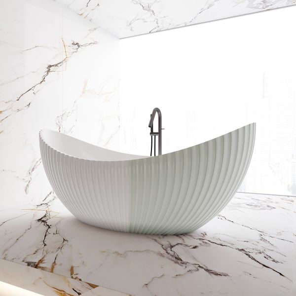 Melani Vertical 71 Inch Acrylic Fluted Double Ended Freestanding Tub