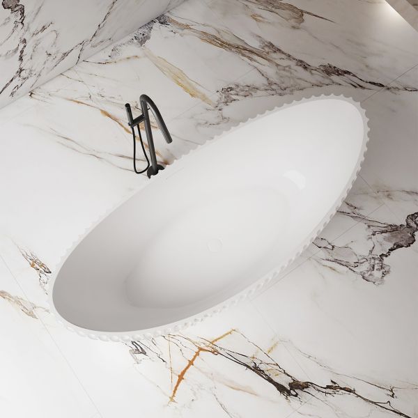 Melani Vertical 71 Inch Acrylic Fluted Double Ended Freestanding Tub