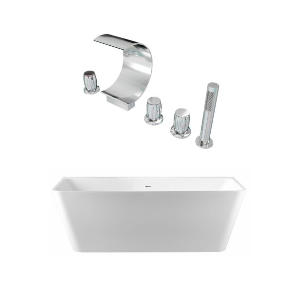 Tiberius Acrylic Double Ended Freestanding Tub and Faucet Package