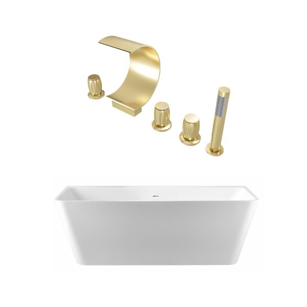 Tiberius Acrylic Double Ended Freestanding Tub and Faucet Package