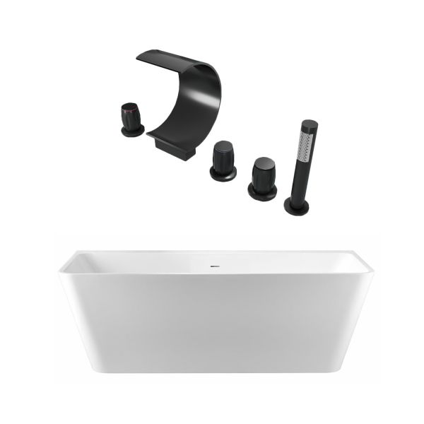 Tiberius Acrylic Double Ended Freestanding Tub and Faucet Package