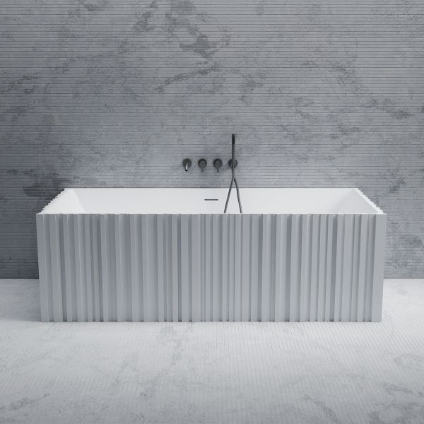Jaylin Vertical 67 Inch Solid Surface Fluted Freestanding Tub