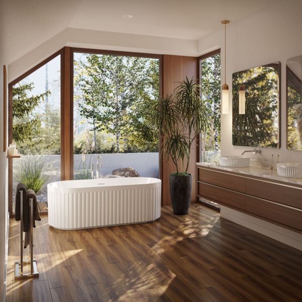 Bram Acrylic Fluted Double Ended Freestanding Tub