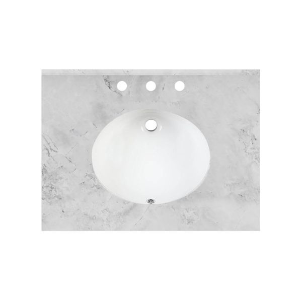 24 Inch Carrara Marble Vanity Top with Oval Undermount Sink