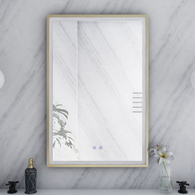 Aydin 24 by 36 Inch Rectangle Lighted Mirror with Anti-Fog