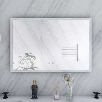 Orionis 36 by 24 Inch Rectangle Lighted Mirror with Anti-Fog