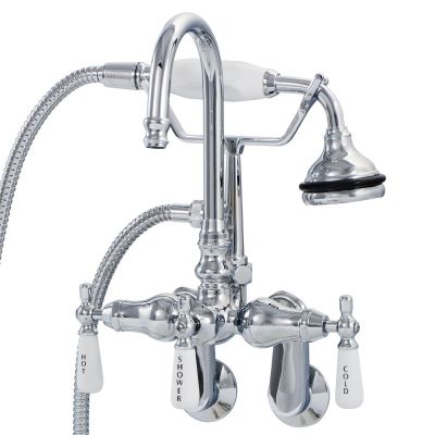 Tub Wall Mount English Telephone Faucet - Gooseneck Spout