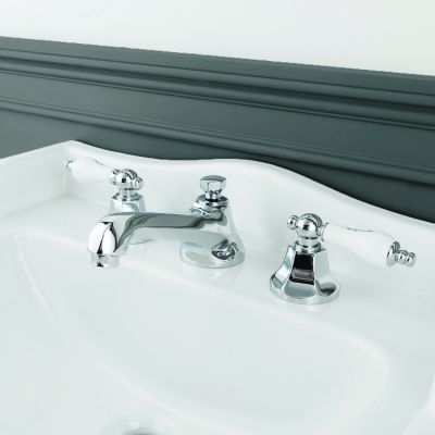 Nouveau Widespread Bathroom Sink Faucet - Porcelain Lever Handles