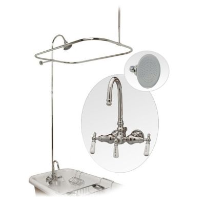 Tub Wall Mount Shower Kit with Gooseneck Faucet
