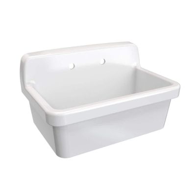 30 Inch Porcelain Wall Mount Utility Sink - White - 8 Inch Faucet Holes