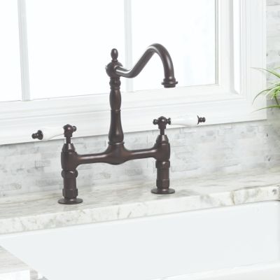 Bolton Bridge Kitchen Faucet - Porcelain Lever Handles