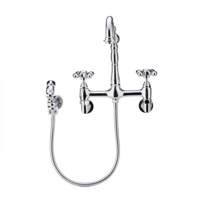 Audrey Wall Mount Kitchen Faucet - Metal Cross Handles