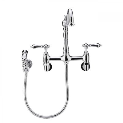 Audrey Wall Mount Kitchen Faucet - Metal Lever Handles