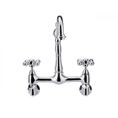 Florian Wall Mount Kitchen Faucet - Metal Cross Handles
